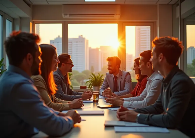 Деловая обстановка с профессионалами, развивающими soft skills и эмоциональный интеллект для карьерного роста