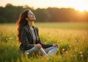 Профессионал отдыхает на природе без гаджетов, символизируя цифровой детокс и развитие эмоционального интеллекта